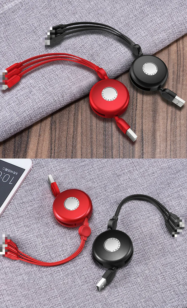 3 в 1 USB зарядный кабель для iPhone, Micro USB и USB C кабель выдвижной портативный зарядный кабель для Iphone X 8 samsung S9