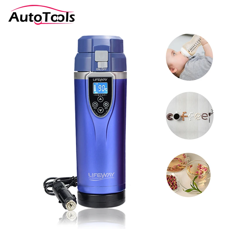 Temperature Control Mug Electric Car Kettle, 16 Oz Stainless Steel