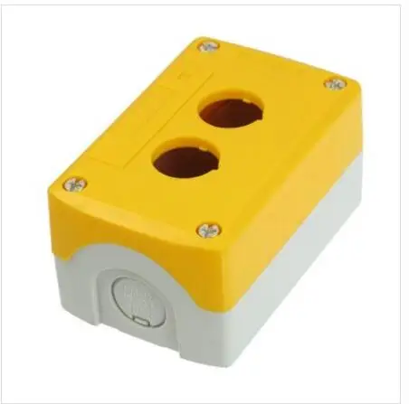 

Yellow Gray Plastic 22mm Dia Hole 2 Push Button Switch Control Station Box