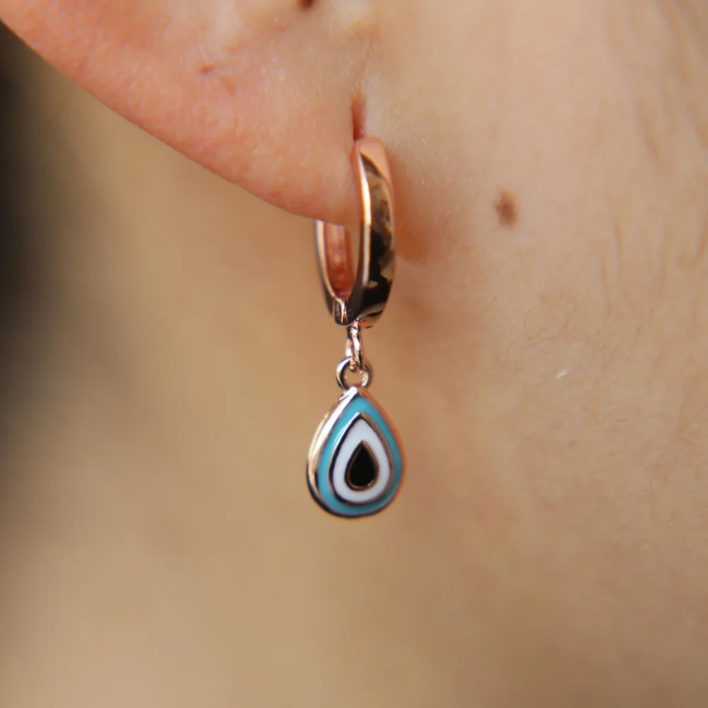 

2018 Turkish evil eye jewelry enamel tear drop eye charm clip on mix 3 colors fashion elegant cute eye earring