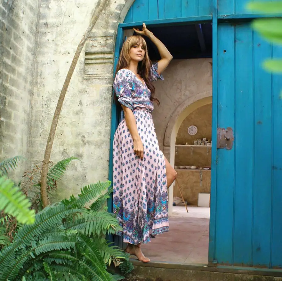 2019 الصيف الخريف جديد المرأة اللباس بوهيميا السيدات فستان طويل شاطئ حزب فساتين Vestidos زائد حجم S-5XL 2019 الصيف الخريف جديد المرأة اللباس بوهيميا السيدات فستان طويل شاطئ حزب فساتين Vestidos زائد حجم S-5XL
