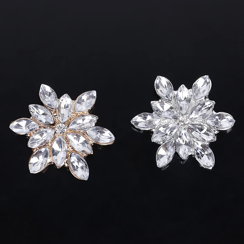 

2016New 50Pcs Christmas Snowflake Crystal Rhinestone Button for Embellishment DIY Hair Accessories HZ224