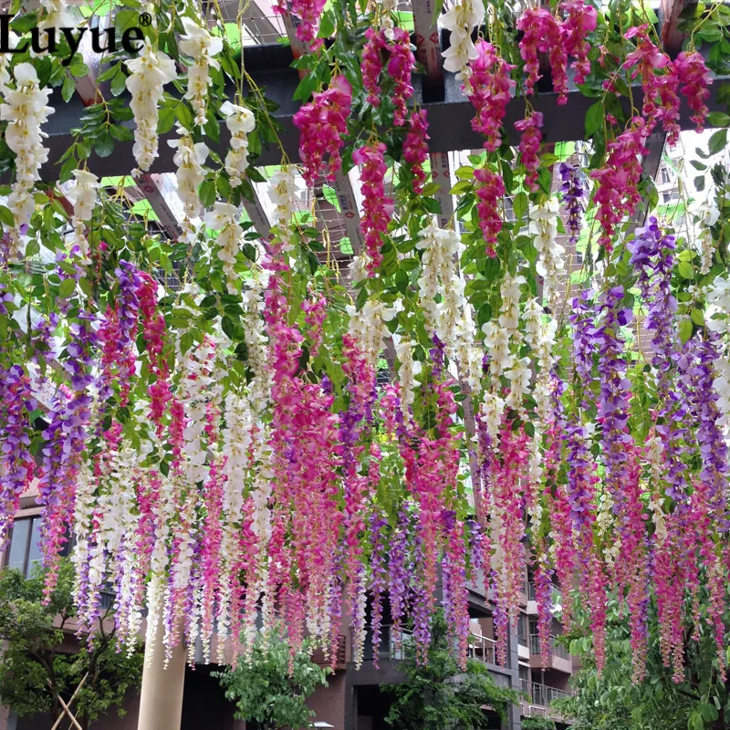 Luyue 110cm Silk Wisteria Garland Artificial Wisteria Flower Garlands