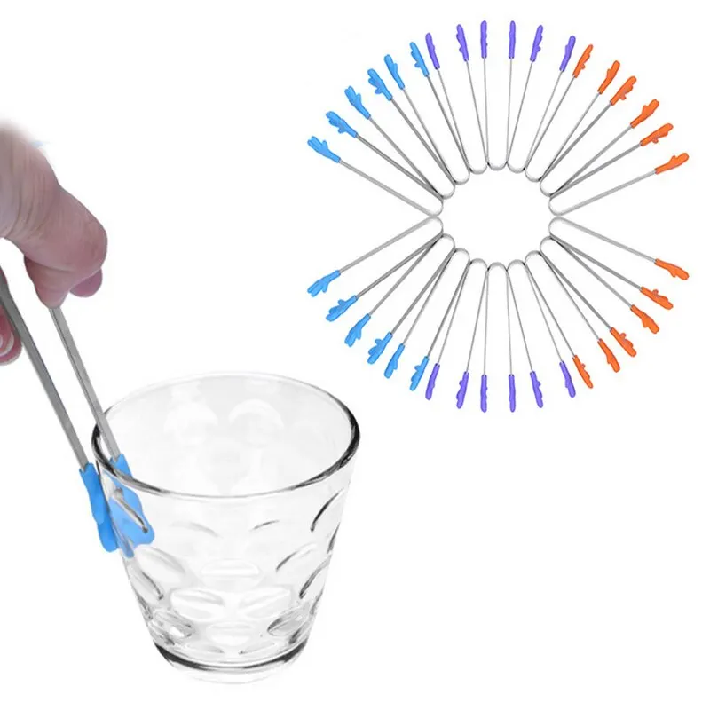 

1pc Portable Creative Small Palm Silicone Clip Non Slip Stainless Mini Food Ice Square Suger BBQ Clip Kitchen Tools