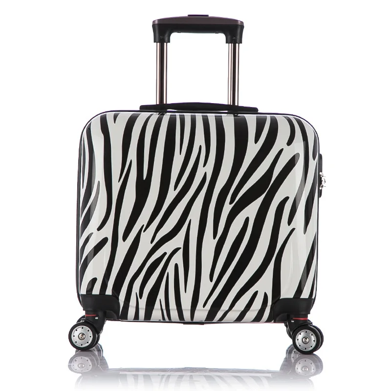 

Wholesale!16inches pc hardside case travel luggage on universal wheels,women zebra trolley luggage bag,rainbow fashion bag