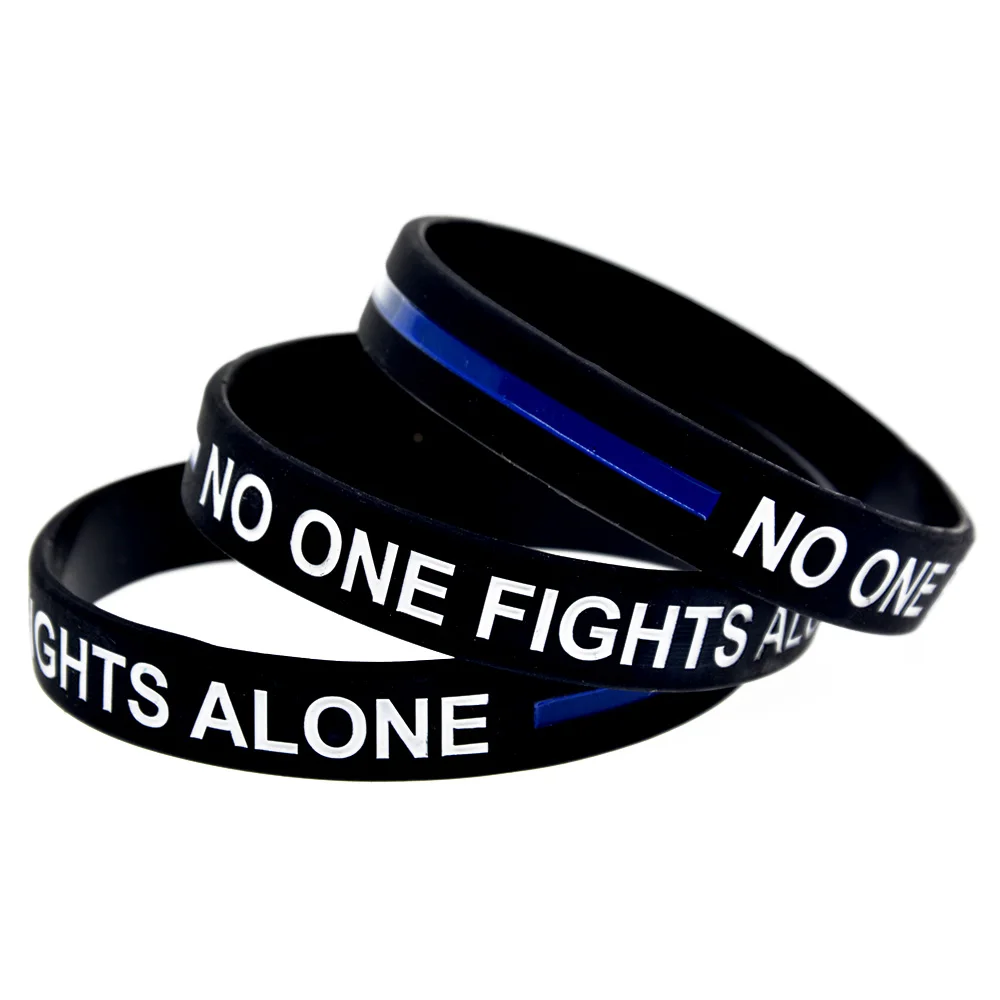 

1PC Black No One Fights Alone Motivational Silicone Wristbands for Cancer