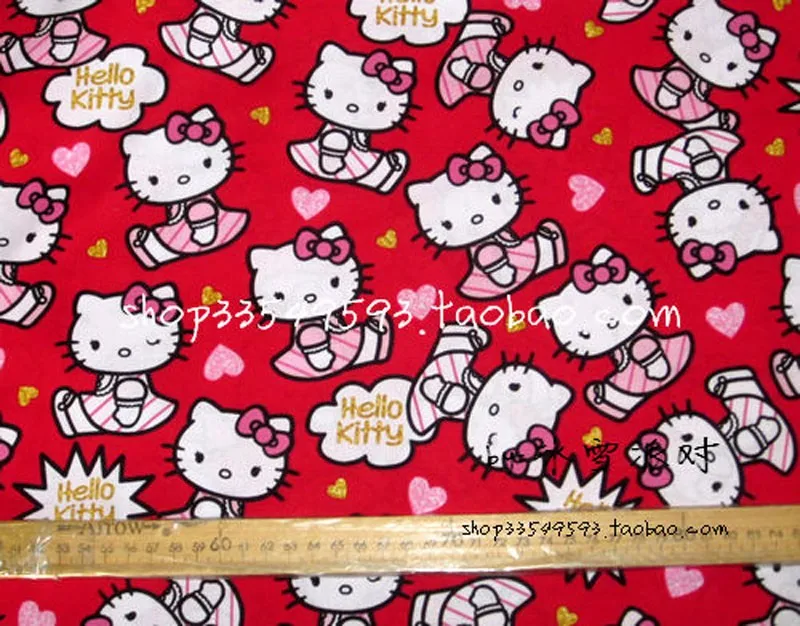 Привет котенок кошка ткани 140*50 см 1 шт. Красный Hello Kitty Ткань Хлопок Ткань Telas Лоскутное Прекрасный Hello kitty Печати На Ткани швейная Детская Одежда