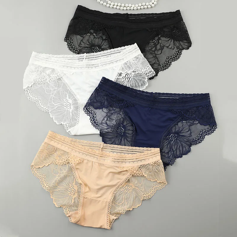 Feilibin Sexy Lace Panties Women Briefs Hollow Seamless Underwear