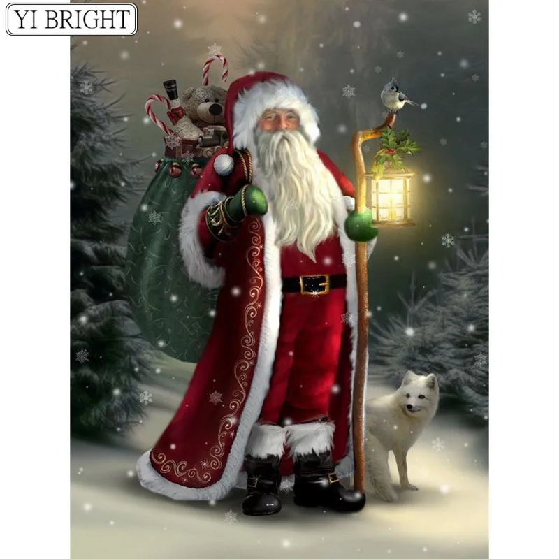 

5D DIY Full Square Diamond Painting Cross Stitch Santa Claus in the snow 3D Diamond Embroidery Rhinestone Mosaic Home Decoration