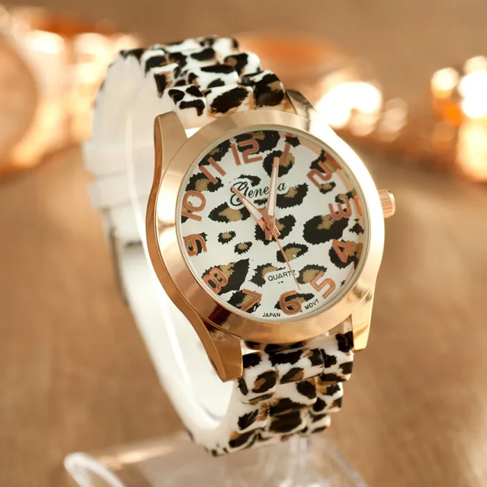 Креативные Часы женские модные роскошные бизнес унисекс леопардовые силиконовые гелевые кварцевые часы женские наручные часы - Цвет: B