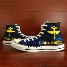 Wen Anime High Top Skateboard Shoes Hand Painted Code Geass Yellow Logo Design Custom Men Women Sneakers Canvas Shoes