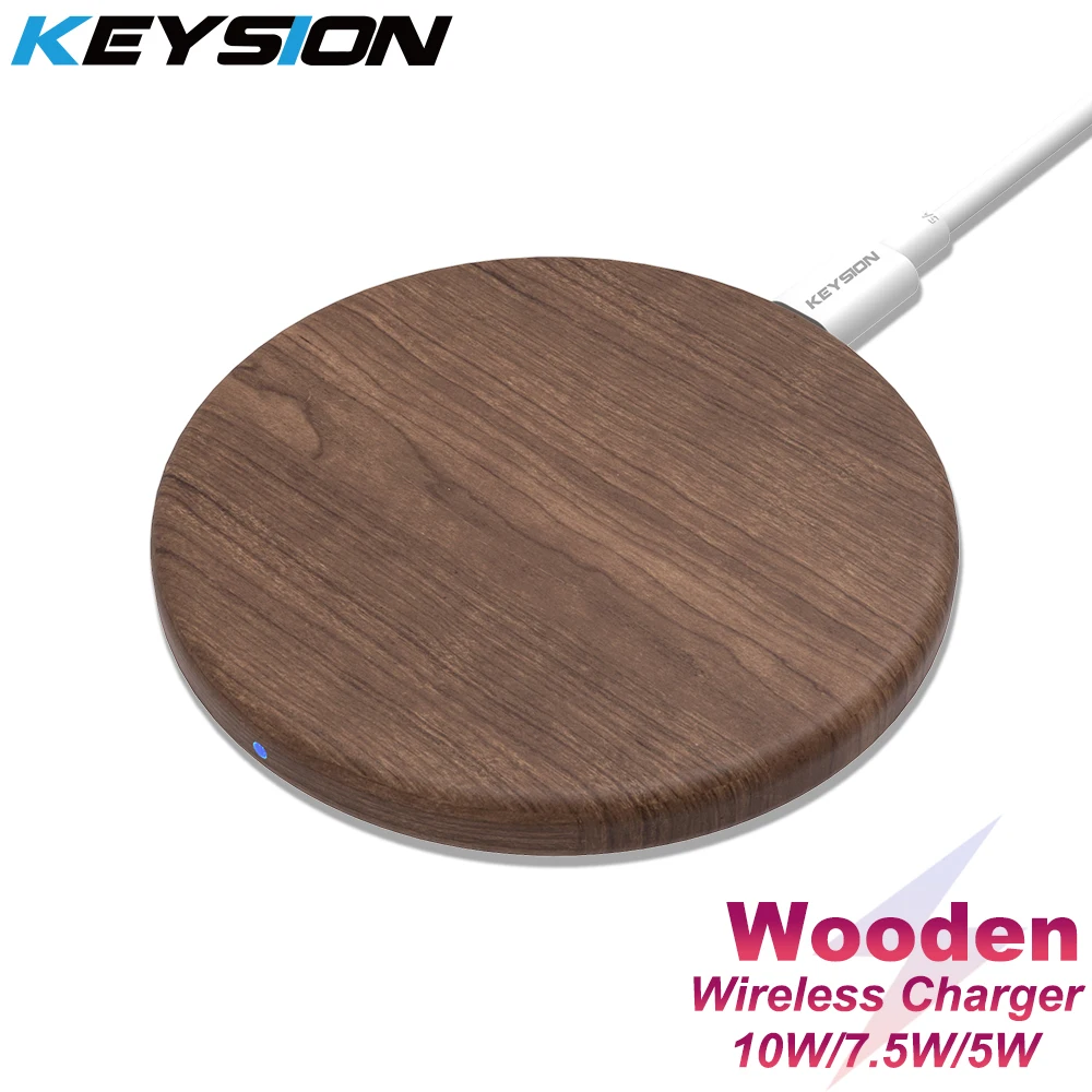 KEYSION 10W Qi Fast Wireless Charger for iPhone 11 Pro XS Max XR 8 Plus Wooden Wireless Charging Pad for Samsung S20 S10 S9 S8 afbeelding