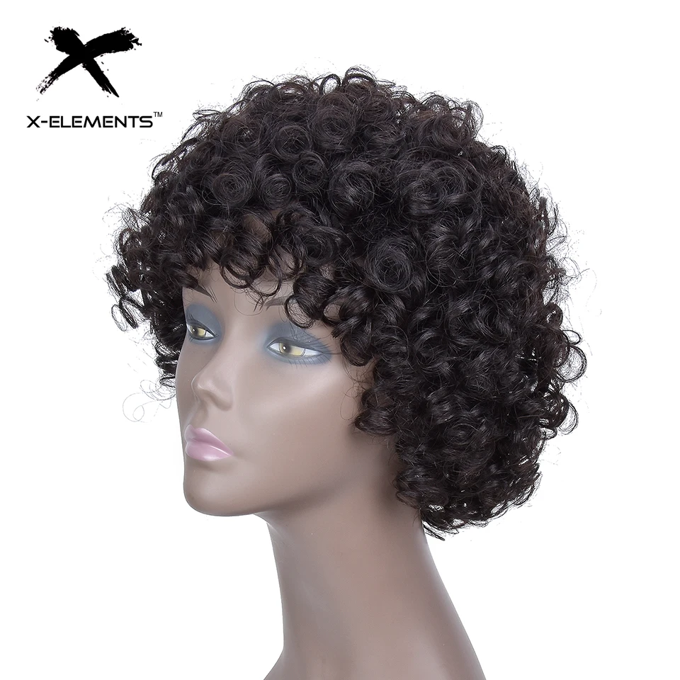 

X-Elements Brazilian Spring Bouncy Curly Human Hair Wigs H.OPRAH 8 Inches Short Wigs Non-Remy 100% Human Hair Wigs For Women