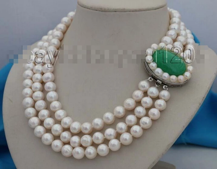 

FREE shipping>>>>>3rows 18-19-20" Genuine Natural 10mm White Round pearl Necklace #f1894! 6.07