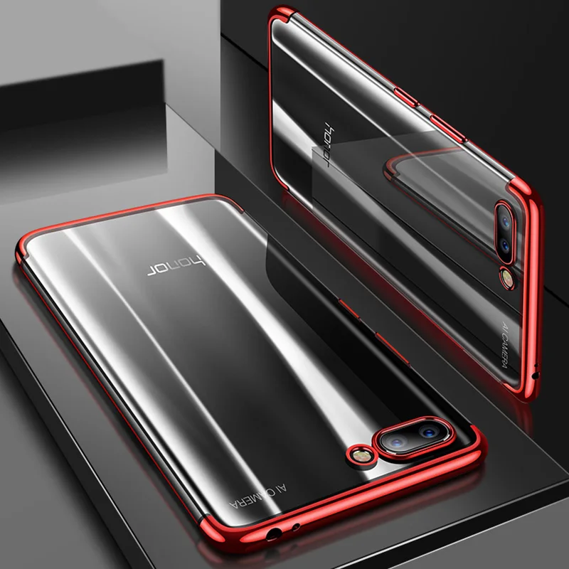 

Huawei Honor10 Case Cover Luxury Transparent Soft Full Silicone Protector Plating TPU Back Cover For Huawei HonorV10 Phone Coque