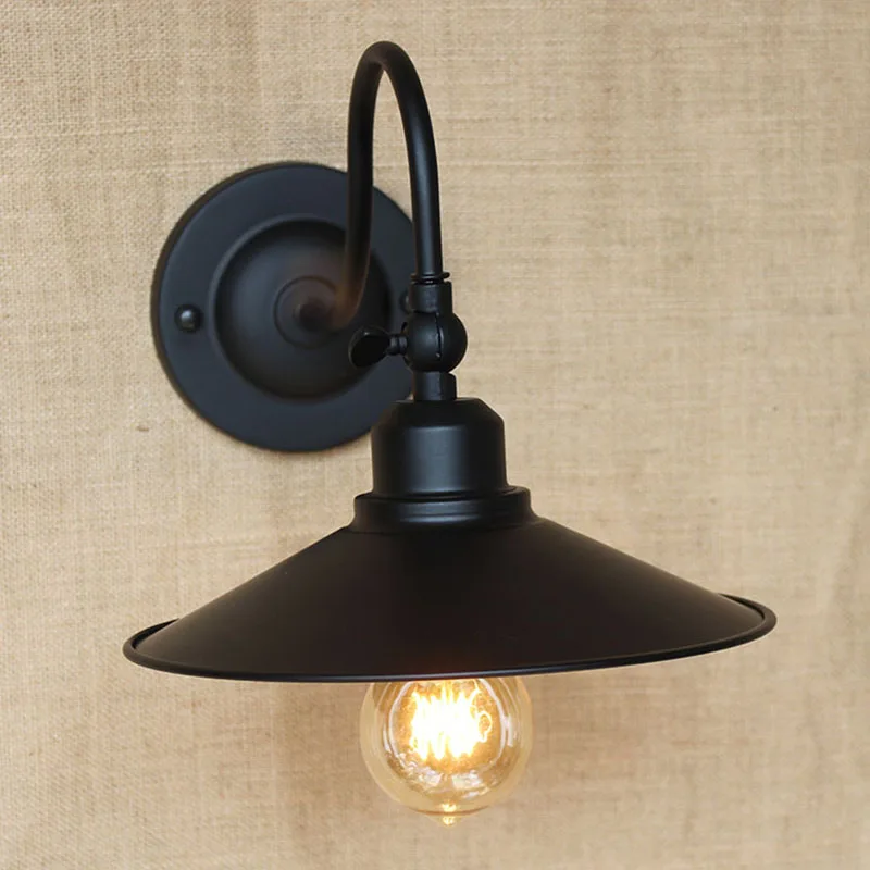 لوفت الأسود اديسون الفن ديكو جدار معدني مصباح ل ورشة الحمام غرفة نوم بهو شرفة الغرور أضواء E27