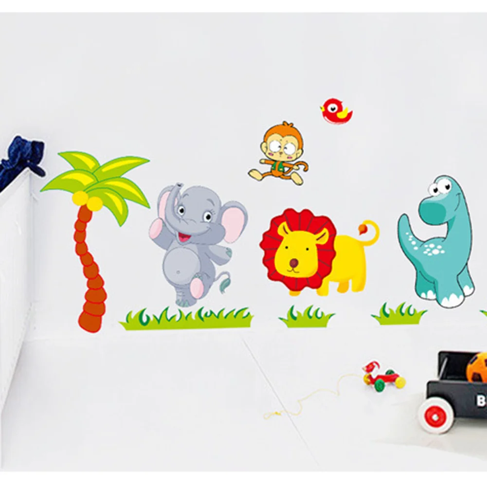 Us 3 57 33 Off Big Jungle Animals Bridge Vinyl Wall Stickers Kids Bedroom Wallpaper Decals Cute Anime Baby Children Cartoon Room Nursery Decor In