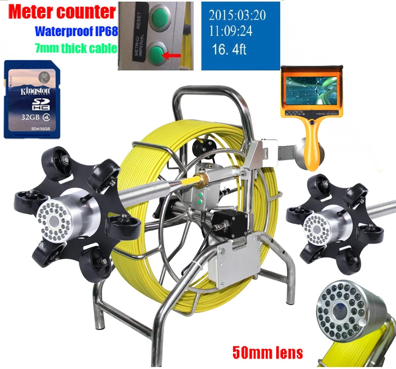 100m DVR для инспекции канализационных труб Камера Системы водопровод хорошо Камера Системы с " ЖК-дисплей монитор счетчик для контроля уровня сахара в крови с 50 мм Камера