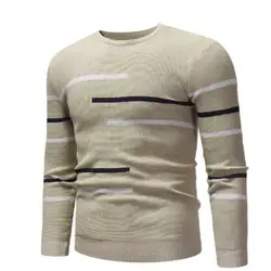 Новый повседневный мужской модный и удобный джемпер с круглым вырезом свитер рукава тонкий