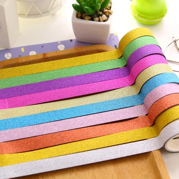 

10 pcs/Lot Gold glitter washi tape Shining decorative tapes 1.5cm*2.5m School stickers Kids gifts Stationery papeleria EJ923