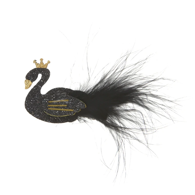 

Girls Hair Clip Swan Fur Style Headwear Accessories Noble Royal Pin Kids Decor