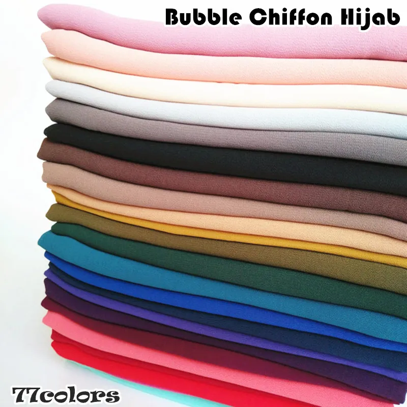 

92 color High quality plain bubble chiffon scarf solid color shawls headband popular hijab muslim scarves foulard 10pcs/lot
