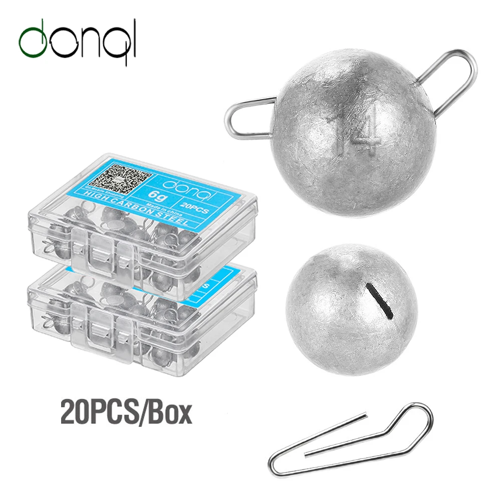 

DONQL 20pcs/Box Jig Head Lead For Fishing Hook Deep Water Bullet Weight Soft Worm Lure 2g-14g Carp Fishing Accessories Tackle