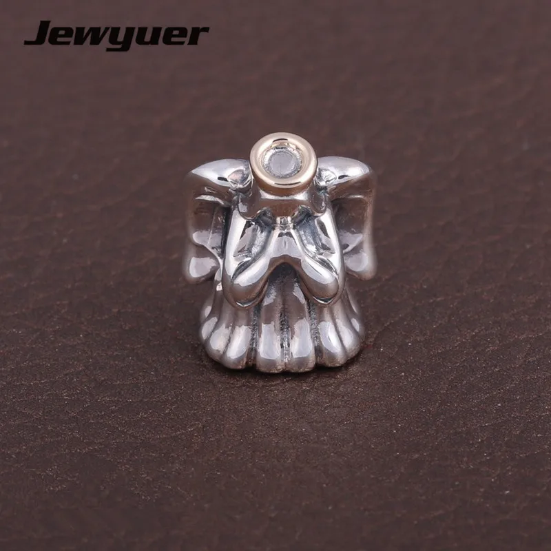 

Christmas collection Silver Angel charms 925 sterling silver jewelry with gold charm fit bead bracelets diy for women GD084