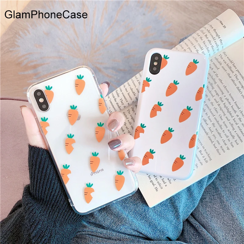 Чехол для телефона GlamPhoneCase с милой морковкой iPhone XS Max XR X 8plus 8 7plus 7 6 S/6 Plus мягкая