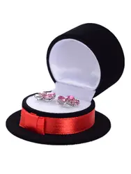 5 шт. шляпа Форма кольцо Box прекрасные серьги бархат подарочная упаковочная коробка Элегантные украшения Цепочки и ожерелья случае черный