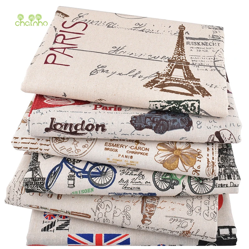 Chainho, 6pcs/lot,Eiffel Tower Patchwork Printed Cotton Linen Fabric
For DIY Quilting & Sewing Placemat,Bags Material, 25x45cm