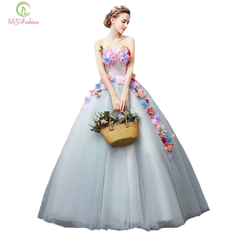multicolor evening gown