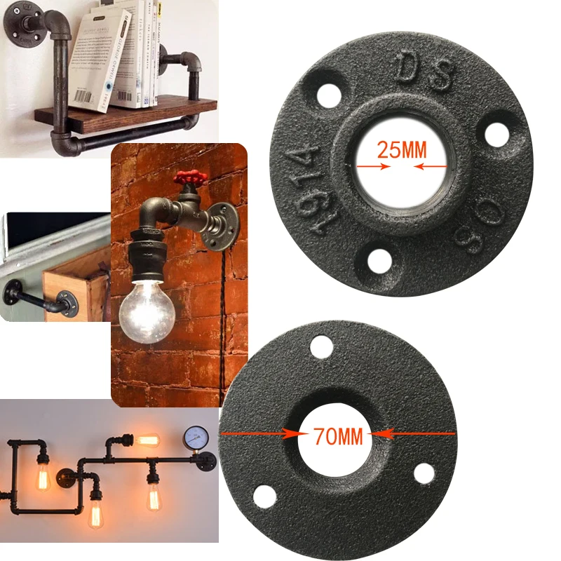 

4pcs/lot Three-hole flanges cast iron Flanges 3/4" Standard pipe fittings Pipe Nipple LOFT Industrial wind Decorate home Base