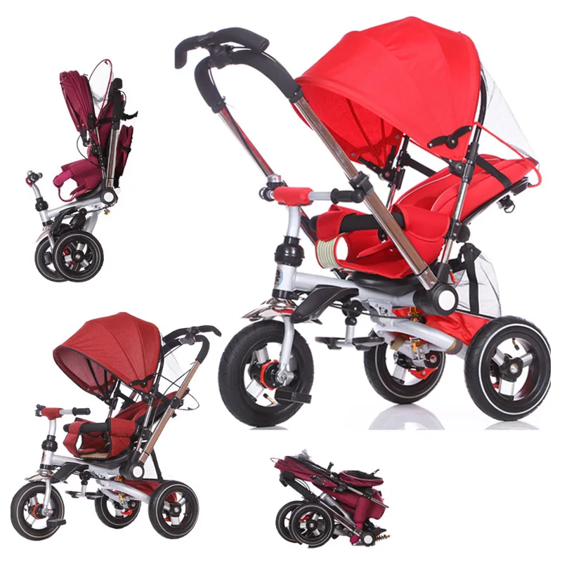 Convertible Handle Baby Tricycle Stroller Riding Bicycle Car Travel
