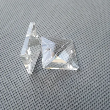 

100pcs/lot 22*22MM machine grinding clear square crystal beads prism DIY chandelier lamp in 2 holes Home Curtain Accessories