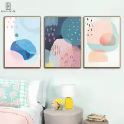 Сказочный Instagram Стиль некадрированным Плакаты розовый сине-белые минималистский холст картина плакат на стене Книги по искусству для дома