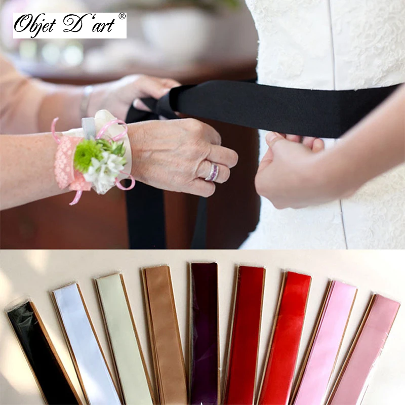 Luxurious Bridal satin Dress Belts Double Faced Solid Color Dress Sash