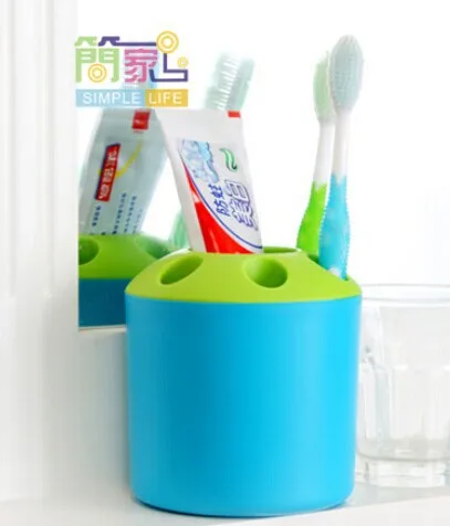 Модный автоматический диспенсер для зубной пасты+ держатель для зубной щетки, семейный набор, настенный держатель для ванны, оральный набор - Цвет: Синий