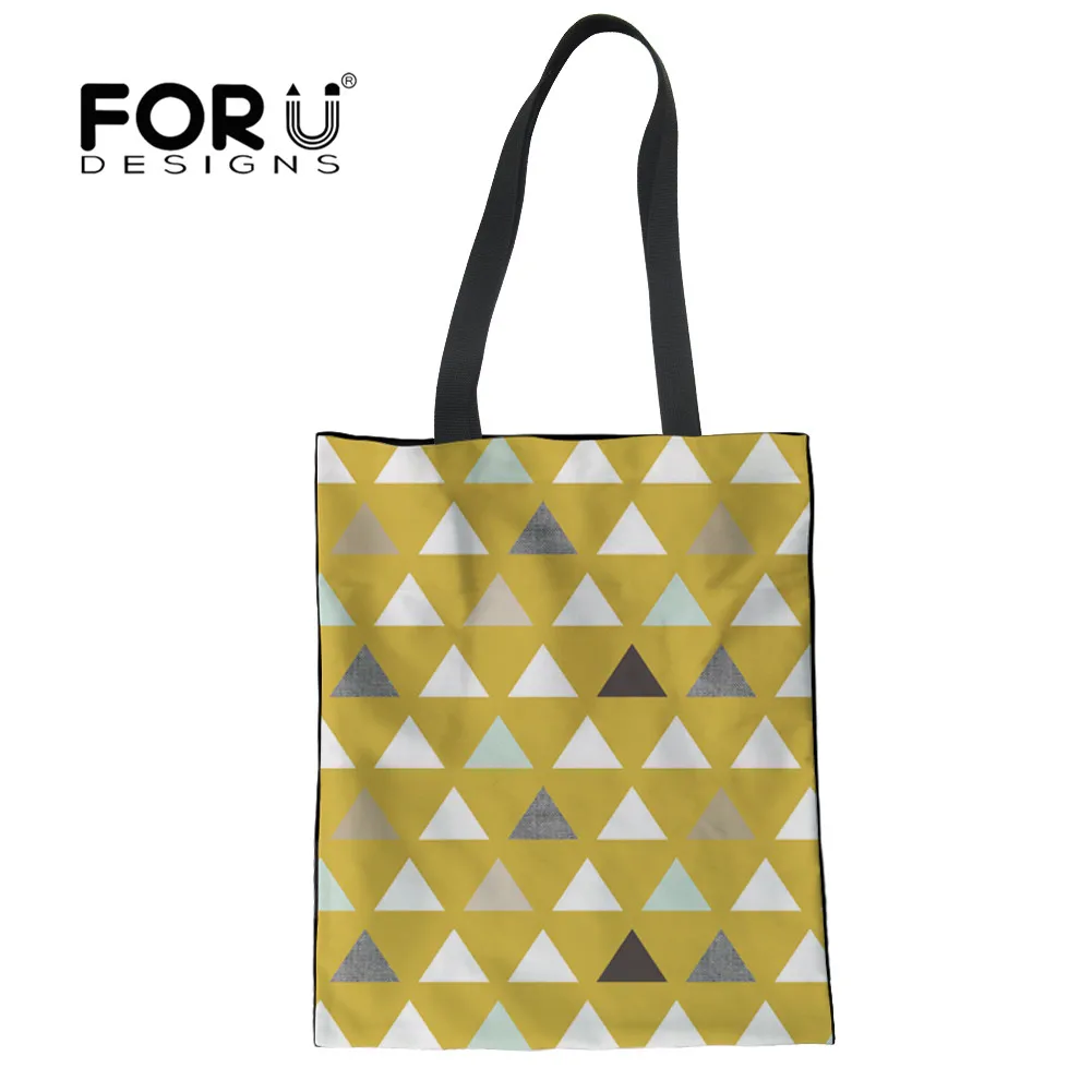 FORUDESIGNS/модный мятный треугольный узор для девочек школьная сумка покупок