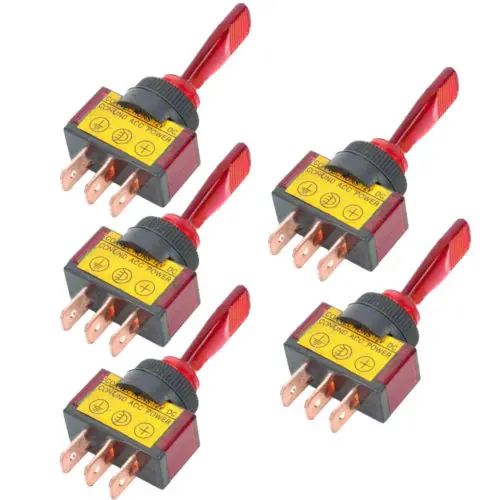 5Pcs 12V 20A Red green yellow blue LED Light OFF/ON SPST Toggle Rocker