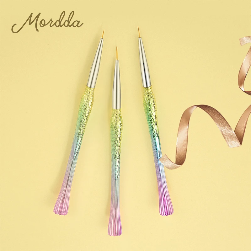 

MORDDA Mermaid Gradient Pen Nail Art Brushes For Manicure Acrylic Brush For Nail Design Painting Line Thin Nail Brush DIY Tools