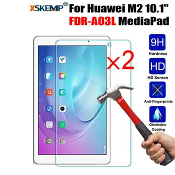 

XSKEMP 2Pcs/Lot 9H Tempered Glass For Huawei M2 10.1 FDR-A03L MediaPad Ultra Clear Screen Protector Tablet Protective Film Guard