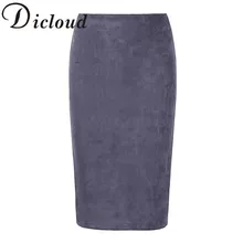 KAYWIDE 2017 Women Suede Midi Skirt Female Spring Summer Multi Color Basic Tube Bodycon Pencil Skirts