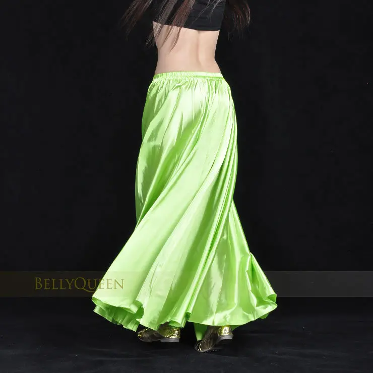 540 градусов Женская юбка для танца живота большой маятник Кунг Фу хемискит атласная юбка костюм для танца живота Женская Цыганская танцевальная одежда B-6831 - Цвет: Светло-зеленый