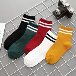 100% хлопок Для женщин носки уличная Harajuku одноцветное Цвет унисекс 1 пара носки Harajuku полосатый Для мужчин выше лодыжки зимние носки