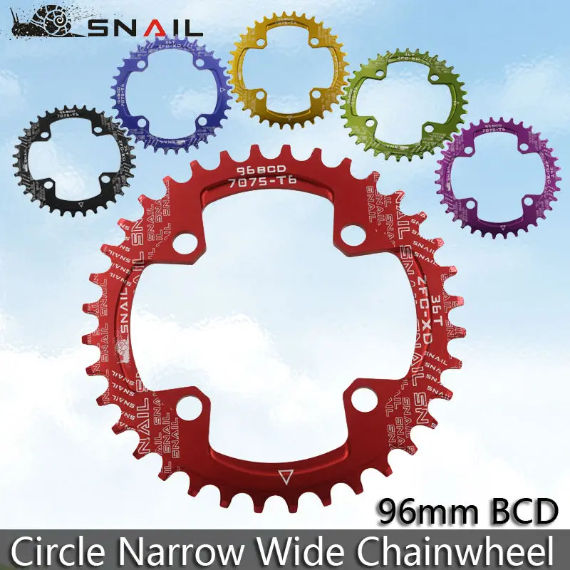 Круглая Звездочка для горного велосипеда SNAIL 32T 34T 36T 96BCD|narrow wide|bicycle chainwheelmtb chainwheel |