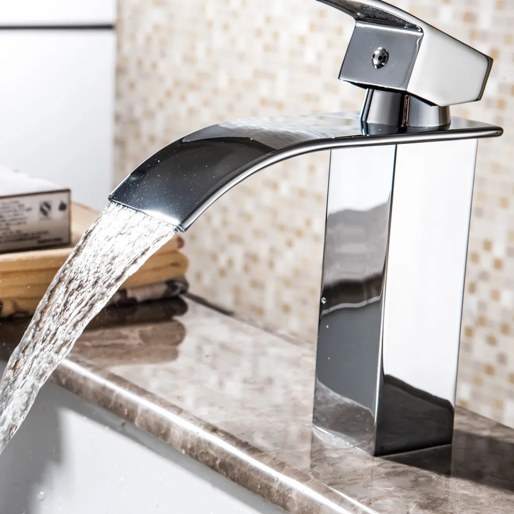 Wholesale And Retail Deck Mount Waterfall Bathroom Faucet Vanity Vessel Sinks Mixer Tap Cold And Hot Water Tap Torneira Cozinha6