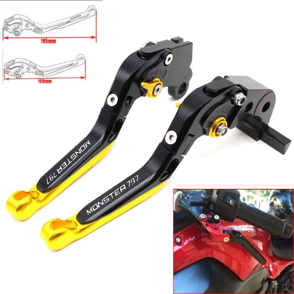 Motorcycle CNC Adjustable Foldable brake Clutch Levers for Ducati MONSTER 797 2017 with Logo (MONSTER 797) | Автомобили и