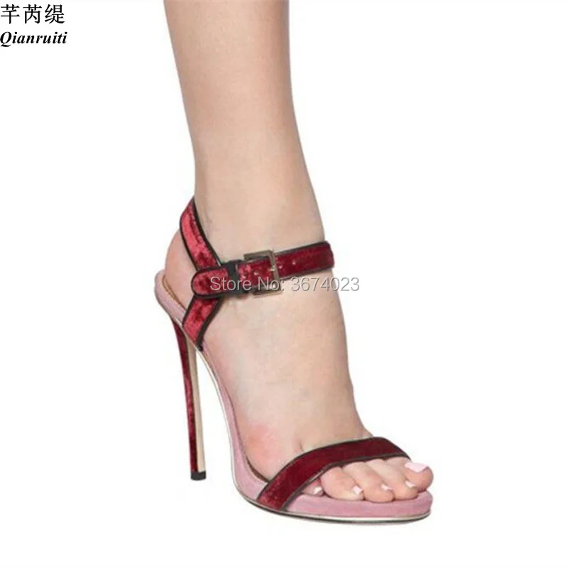Verano Stilettos Retazos Correa Sandalias Zapatos Mujeres color De Abierta Plataformas Tacones Mezclados 1 Básicas 120mm 2 Moda Punta Qianruiti Colores Color nqIvEpn