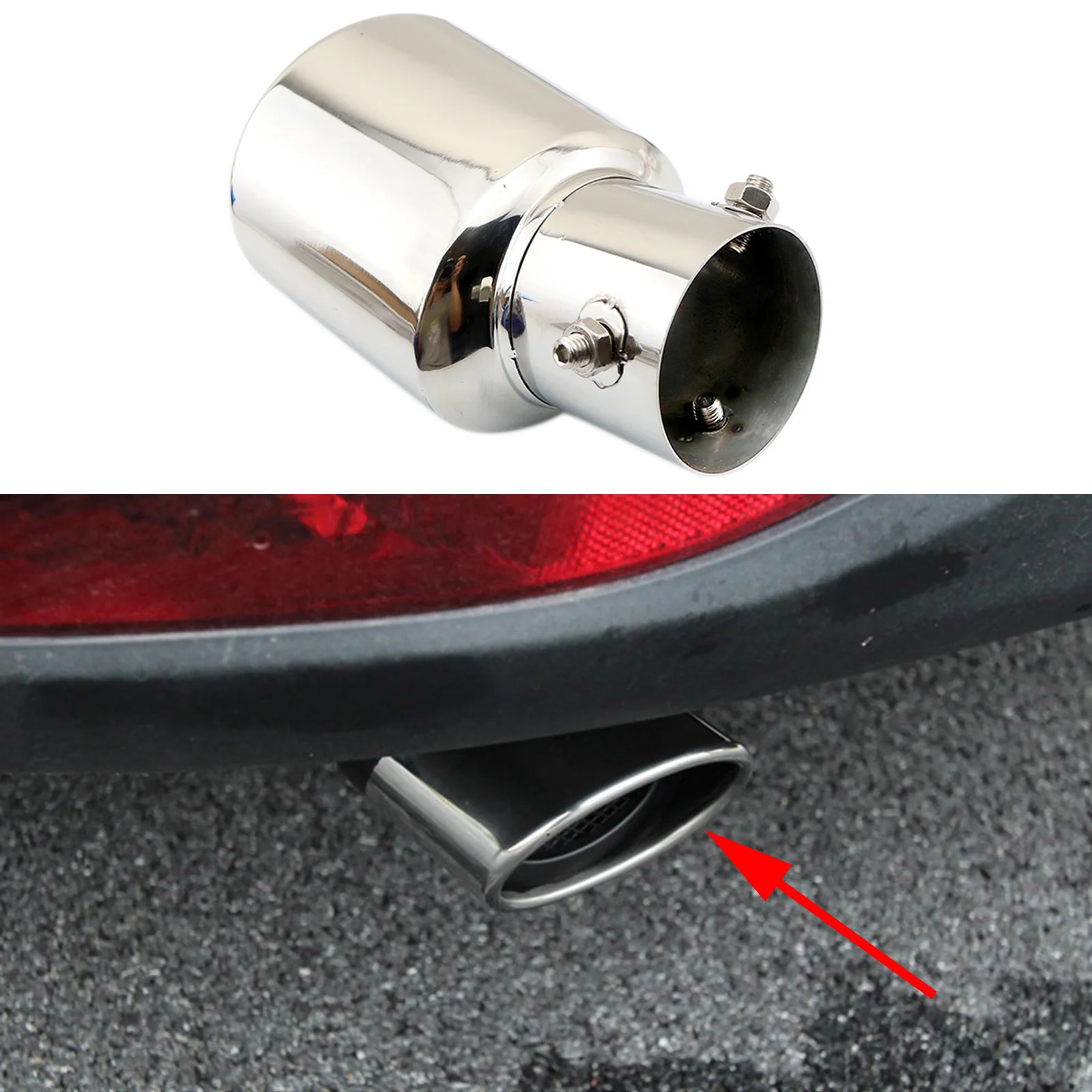 1x Double Outlets Exhaust Muffler Tail Pipe Tip Tailpipe For Honda Fit 2014-2019